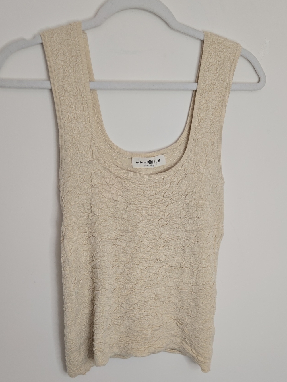 NATURAL LIFE Cream Crinkle Scoop Tank Normcore Boho Chic Size Medium